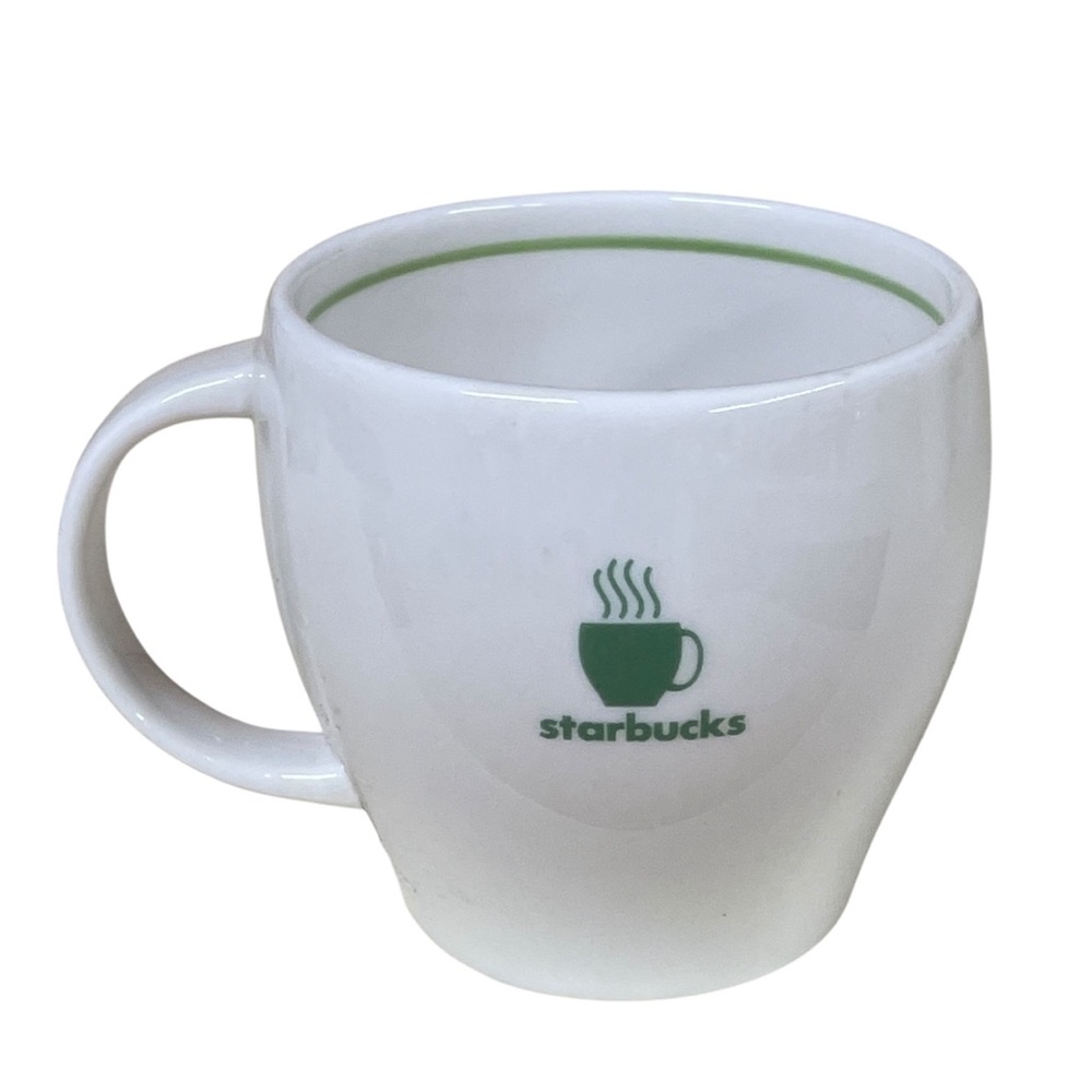 STARBUCKS 2003 Barista white and green Steaming Cup ceramic latte mocha coffee